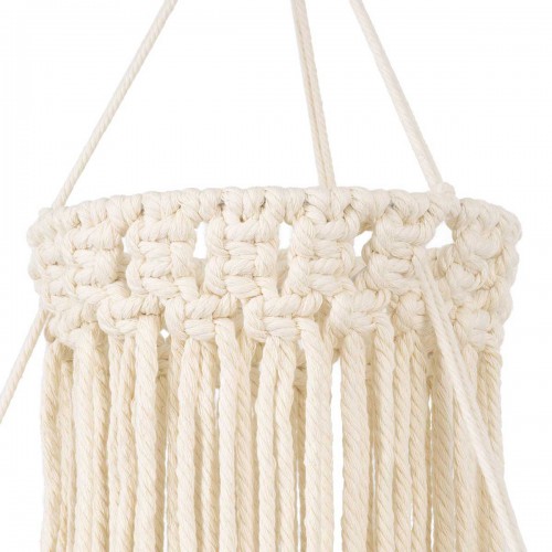 Καπέλο Φωτιστικού Boho - Μακραμέ Πλεκτό Χειροποίητο Μπεζ Υφασμάτινο με Σχοινί Φ30 x Υ90cm ETHIOPIA