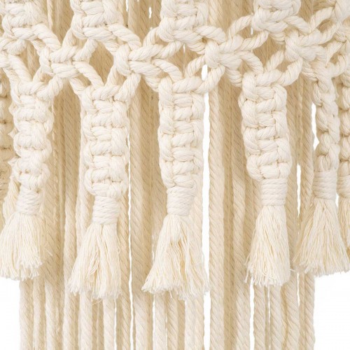 Καπέλο Φωτιστικού Boho - Μακραμέ Πλεκτό Χειροποίητο Μπεζ Υφασμάτινο με Σχοινί Φ30 x Υ90cm ETHIOPIA