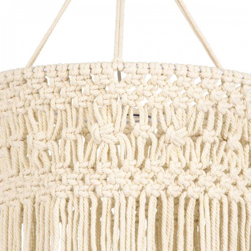 Καπέλο Φωτιστικού Boho - Μακραμέ Πλεκτό Χειροποίητο Μπεζ Υφασμάτινο με Σχοινί Φ30 x Υ120cm TUNISIA