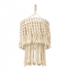 Καπέλο Φωτιστικού Boho - Μακραμέ Πλεκτό Χειροποίητο Μπεζ Υφασμάτινο με Σχοινί Φ30 x Υ60cm ALGERIA
