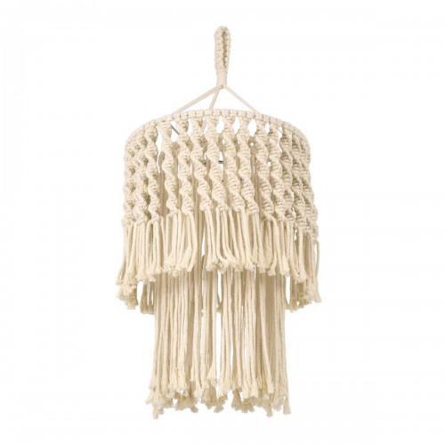 Καπέλο Φωτιστικού Boho - Μακραμέ Πλεκτό Χειροποίητο Μπεζ Υφασμάτινο με Σχοινί Φ30 x Υ60cm ALGERIA