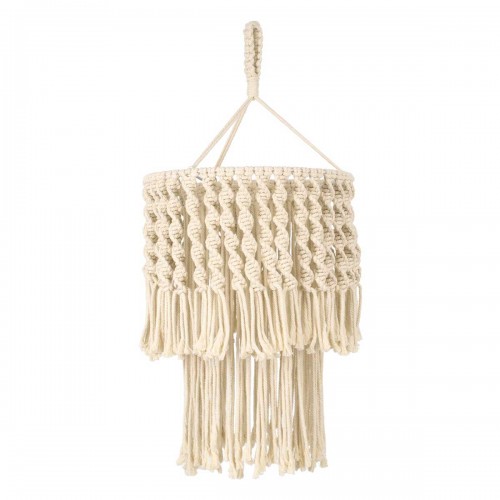 Καπέλο Φωτιστικού Boho - Μακραμέ Πλεκτό Χειροποίητο Μπεζ Υφασμάτινο με Σχοινί Φ30 x Υ60cm ALGERIA