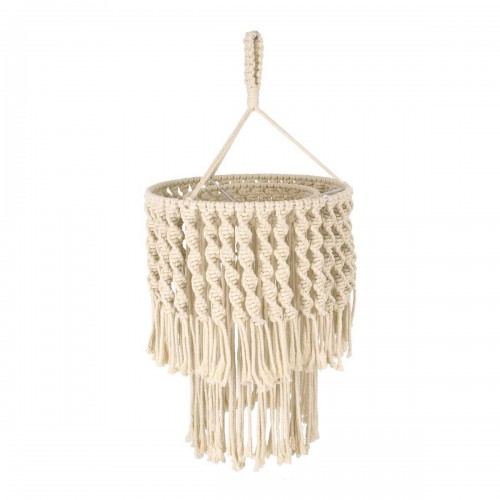 Καπέλο Φωτιστικού Boho - Μακραμέ Πλεκτό Χειροποίητο Μπεζ Υφασμάτινο με Σχοινί Φ30 x Υ60cm ALGERIA