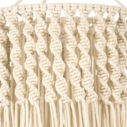 Καπέλο Φωτιστικού Boho - Μακραμέ Πλεκτό Χειροποίητο Μπεζ Υφασμάτινο με Σχοινί Φ30 x Υ60cm ALGERIA