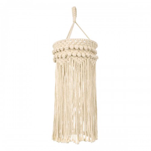 Καπέλο Φωτιστικού Boho - Μακραμέ Πλεκτό Χειροποίητο Μπεζ Υφασμάτινο με Σχοινί Φ25 x Υ70cm UGANDA