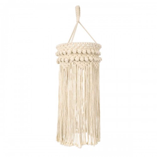 Καπέλο Φωτιστικού Boho - Μακραμέ Πλεκτό Χειροποίητο Μπεζ Υφασμάτινο με Σχοινί Φ25 x Υ70cm UGANDA