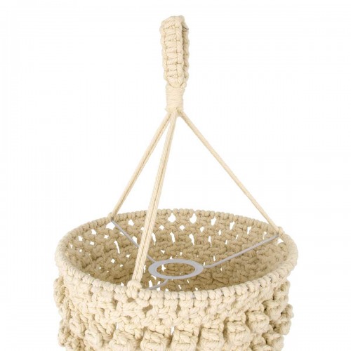 Καπέλο Φωτιστικού Boho - Μακραμέ Πλεκτό Χειροποίητο Μπεζ Υφασμάτινο με Σχοινί Φ25 x Υ70cm UGANDA