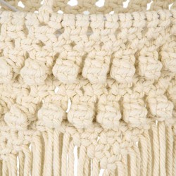 Καπέλο Φωτιστικού Boho - Μακραμέ Πλεκτό Χειροποίητο Μπεζ Υφασμάτινο με Σχοινί Φ25 x Υ70cm UGANDA