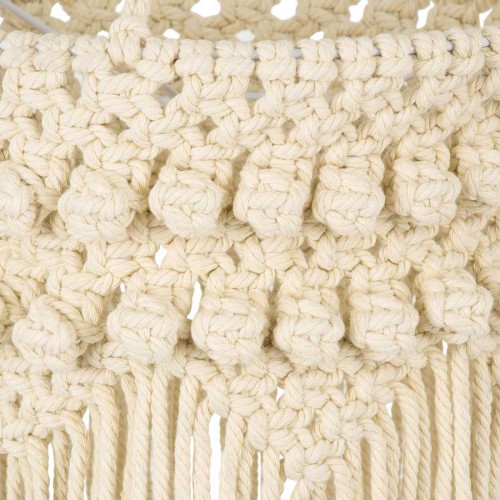 Καπέλο Φωτιστικού Boho - Μακραμέ Πλεκτό Χειροποίητο Μπεζ Υφασμάτινο με Σχοινί Φ25 x Υ70cm UGANDA