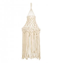 Καπέλο Φωτιστικού Μακραμέ Πλεκτό Χειροποίητο Μπεζ Υφασμάτινο με Σχοινί Φ30 x Υ90cm SOMALIA