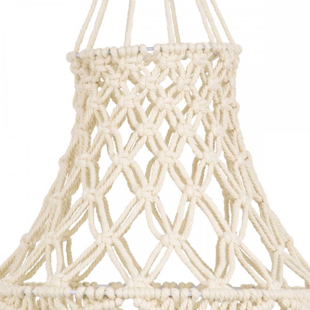 Καπέλο Φωτιστικού Μακραμέ Πλεκτό Χειροποίητο Μπεζ Υφασμάτινο με Σχοινί Φ30 x Υ90cm SOMALIA