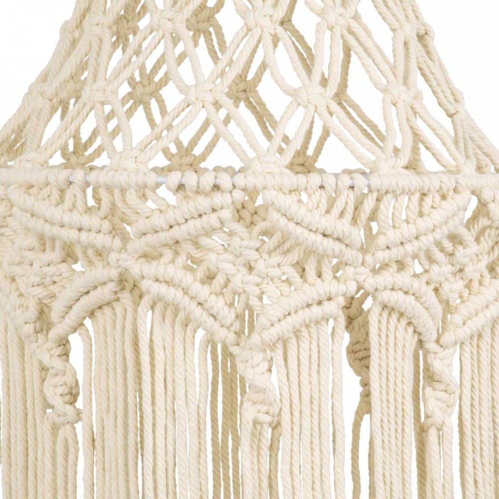 Καπέλο Φωτιστικού Μακραμέ Πλεκτό Χειροποίητο Μπεζ Υφασμάτινο με Σχοινί Φ30 x Υ90cm SOMALIA