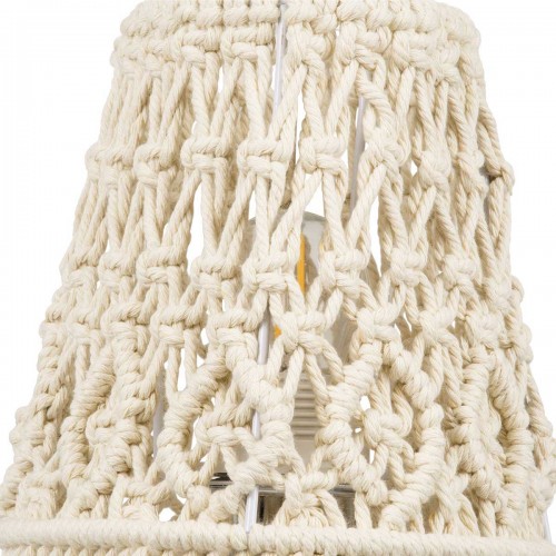 Vintage Επιτραπέζιο Φωτιστικό Πορτατίφ Μονόφωτο Boho - Μακραμέ Πλεκτό Χειροποίητο Μπεζ Υφασμάτινο με Σχοινί Φ15 x Υ30cm RWANDA