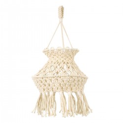 Καπέλο Φωτιστικού Boho - Μακραμέ Πλεκτό Χειροποίητο Μπεζ Υφασμάτινο με Σχοινί Φ30 x Υ50cm LIBYA