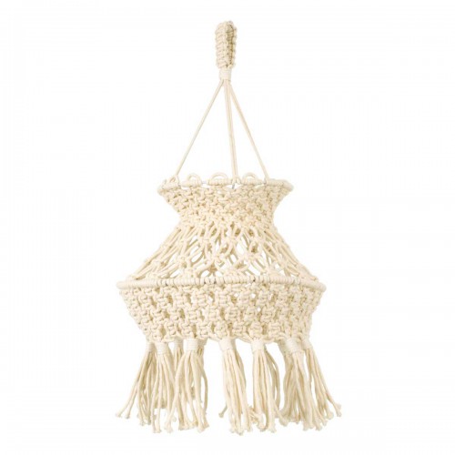 Καπέλο Φωτιστικού Boho - Μακραμέ Πλεκτό Χειροποίητο Μπεζ Υφασμάτινο με Σχοινί Φ30 x Υ50cm LIBYA