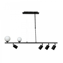 Κρεμαστό Φωτιστικό Από Μαύρο Μέταλλο και Λευκή Οπαλίνα 4xGU10 - 2xG9 InLight