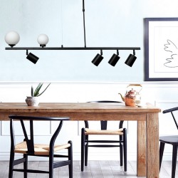 Κρεμαστό Φωτιστικό Από Μαύρο Μέταλλο και Λευκή Οπαλίνα 4xGU10 - 2xG9 InLight