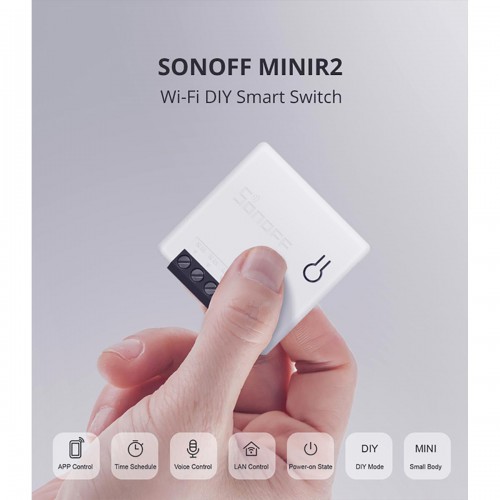SONOFF MINIR2 - Wi-Fi Smart Switch Two Way Dual Relay (Upgraded) - 2 Output Channel
