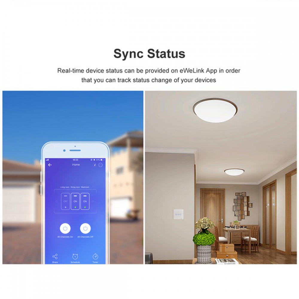 SONOFF T0EU3C-TX-EU-R2 - Wi-Fi Smart Wall Touch Button Switch 3 Way TX GR Series