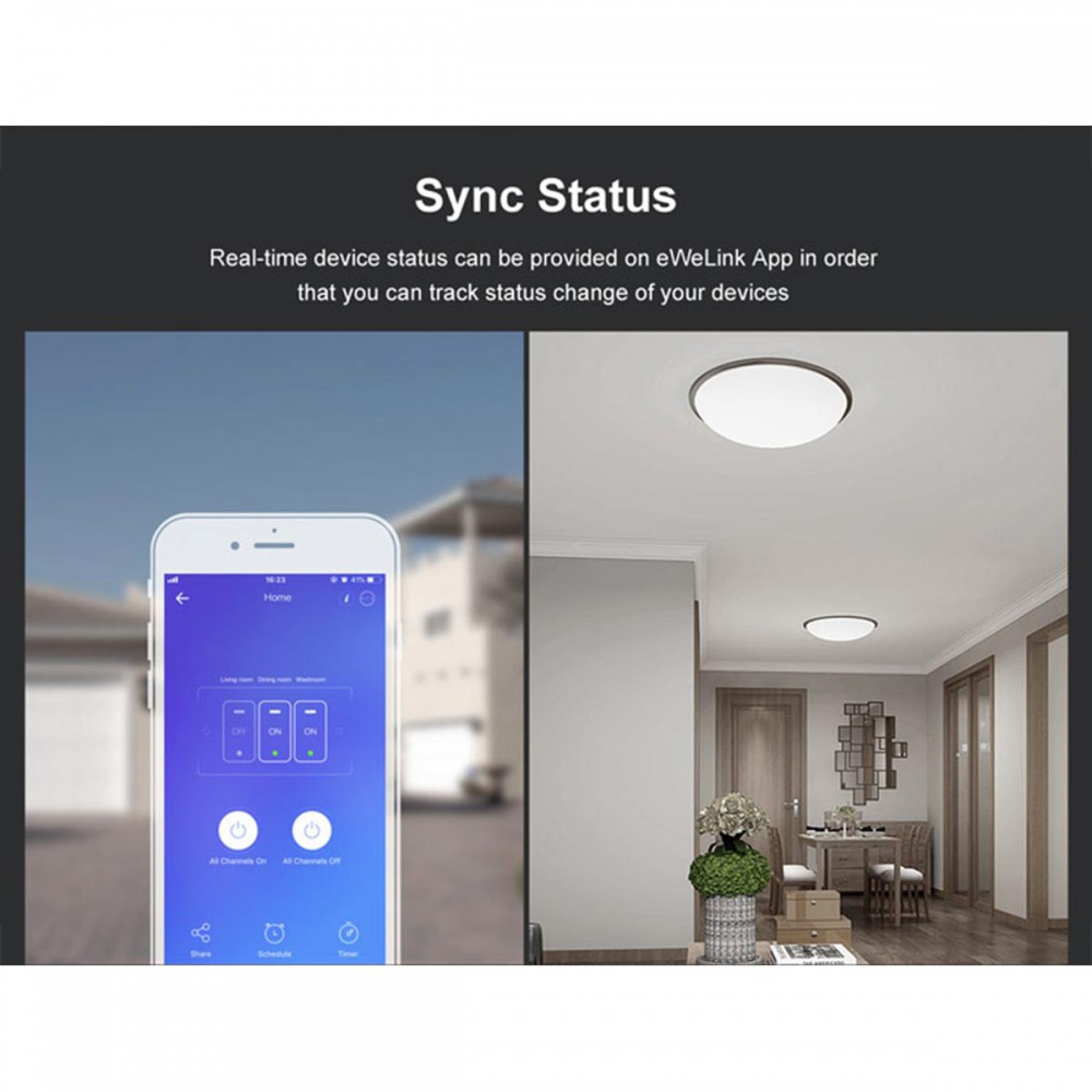SONOFF T3EU3C-TX-EU-R2 - Wi-Fi Smart Wall Touch Button Switch 3 Way TX GR Series