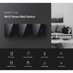 SONOFF T3EU3C-TX-EU-R2 - Wi-Fi Smart Wall Touch Button Switch 3 Way TX GR Series