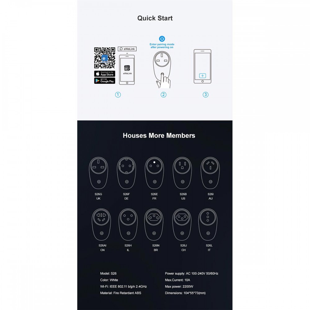 SONOFF S26TPF-R2-GR - Wi-Fi Smart Plug Schuko EU-GR
