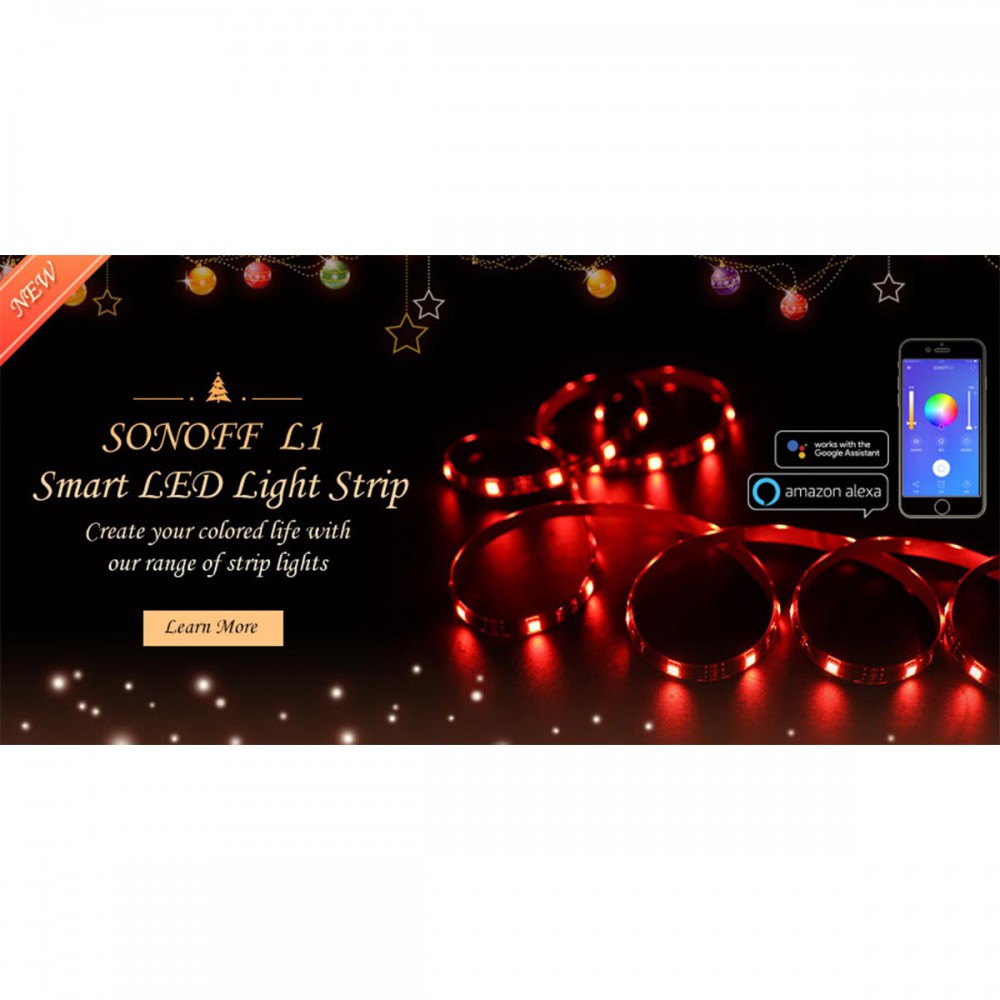 SONOFF L1-5M-EU-GR-R2 - Wi-Fi Smart RGB LED Light Strip SET 5M Waterproof IP65