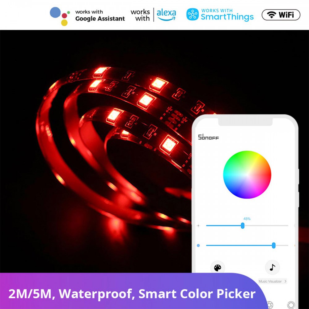 SONOFF L1-5M-EU-GR-R2 - Wi-Fi Smart RGB LED Light Strip SET 5M Waterproof IP65