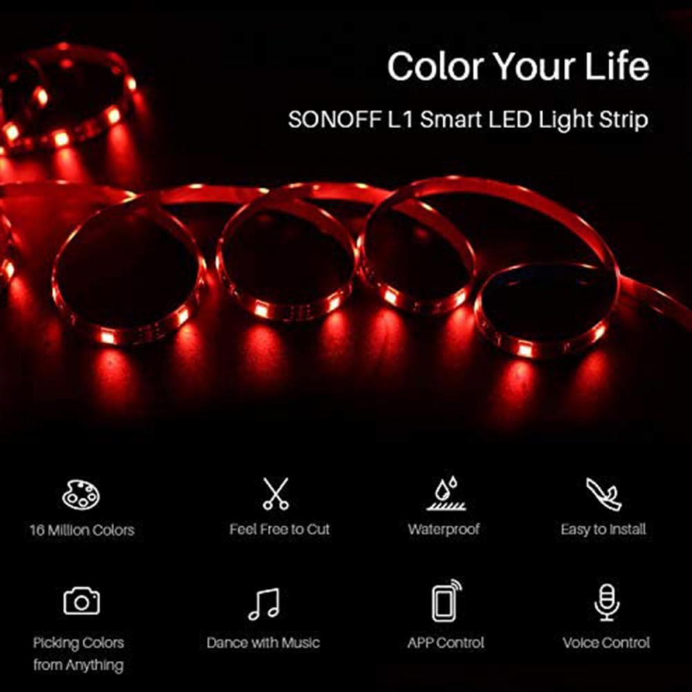 SONOFF L1-5050RGB-GR-5M-R2 - Smart RGB LED Light Strip Extension 5M Waterproof IP65