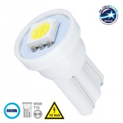 Λάμπα Αυτοκινήτου T10 W5W LED 1 SMD 5050 0.8W 120lm 120° DC 12V IP20 Ψυχρό Λευκό 6000K - GloboStar 