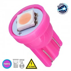 Λάμπα Αυτοκινήτου T10 W5W LED 1 SMD 5050 0.8W 96lm 120° DC 12V IP20 Φούξια - Ροζ GloboStar