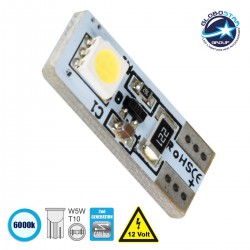 Λάμπα Αυτοκίνητου T10 W5W 2rd Generation Can-Bus Series LED 2 SMD 5050 1.6W 240lm 360° DC 12V IP20 Ψυχρό Λευκό 6000K GloboStar 