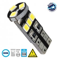 Λάμπα Αυτοκίνητου T10 W5W 3rd Generation Can-Bus Series LED 9 SMD 1210 2.8W 420lm 360° DC 12V IP20 Ψυχρό Λευκό 6000K GloboStar 
