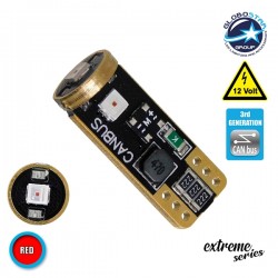 Λαμπτήρας LED T10 Extreme Series Can-Bus 3ης Γενιάς 3w 12V Κόκκινο GloboStar