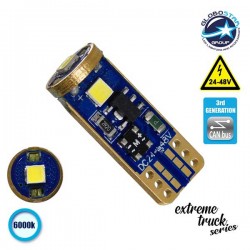 Λαμπτήρας LED T10 Extreme Truck Series Can-Bus 3ης Γενιάς 3w 24-48v Ψυχρό Λευκό 6000k GloboStar