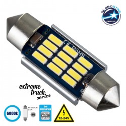 Λάμπα Αυτοκινήτου & Φορτηγού 36mm FESTOON - C5W 3rd Generation Can-Bus Extreme Truck Series LED 12 SMD 4014 3.6W 540lm 120° DC 12-24V IP20 Ψυχρό Λευκό 6000K GloboStar