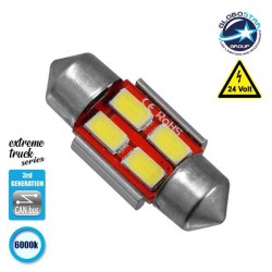 Σωληνωτός LED Extreme Truck Series Can-Bus 3ης Γενιάς 31mm 3w 24V Ψυχρό Λευκό 6000k GloboStar