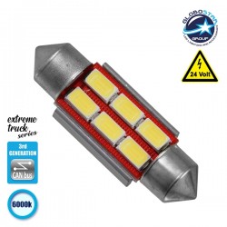Σωληνωτός LED Extreme Truck Series Can-Bus 3ης Γενιάς 36mm 4.5w 24V Ψυχρό Λευκό 6000k GloboStar