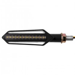 GloboStar ΣΕΤ 2 x Φλάς Μοτοσυκλέτας Universal Knife LED SMD 5050 5W DC 12V 2 Λειτουργιών Λευκό 6000K για Φώτα Ημέρας & με Τρεχούμενο Εφέ Φωτισμού Πορτοκαλί για Φλας Αδιάβροχα IP65