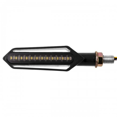 GloboStar ΣΕΤ 2 x Φλάς Μοτοσυκλέτας Universal Knife LED SMD 5050 5W DC 12V 2 Λειτουργιών Λευκό 6000K για Φώτα Ημέρας & με Τρεχούμενο Εφέ Φωτισμού Πορτοκαλί για Φλας Αδιάβροχα IP65