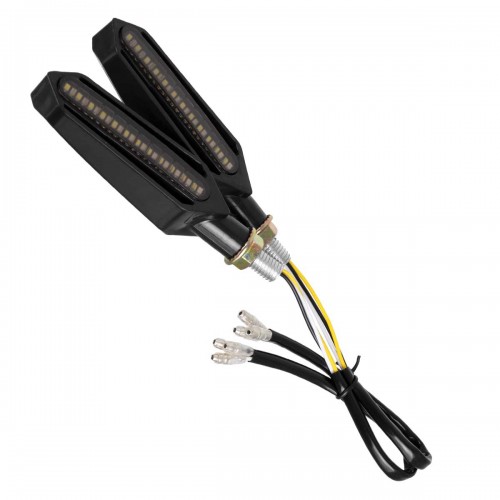 GloboStar ΣΕΤ 2 x Φλάς Μοτοσυκλέτας Universal Knife LED SMD 5050 5W DC 12V 2 Λειτουργιών Λευκό 6000K για Φώτα Ημέρας & με Τρεχούμενο Εφέ Φωτισμού Πορτοκαλί για Φλας Αδιάβροχα IP65