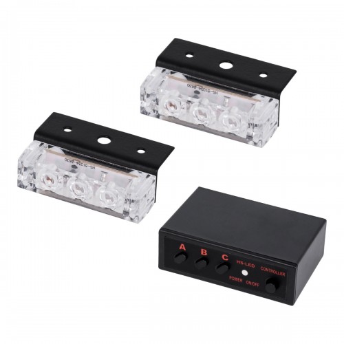 PRO Series ΣΕΤ 2 x Μπάρες Σήμανσης Οχήματος Αστυνομίας για Αυτοκίνητα & Φορτηγά 3 Προγραμμάτων Φωτισμού STROBE LED HIGH POWER 6W DC 10-30V Αδιάβροχο IP65 Μπλε Globostar