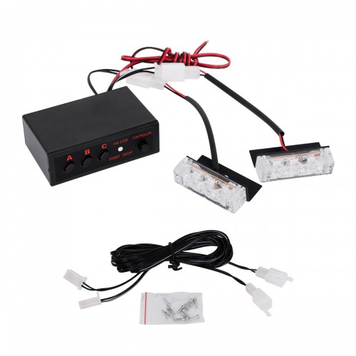 PRO Series ΣΕΤ 2 x Μπάρες Σήμανσης Οχήματος Αστυνομίας για Αυτοκίνητα & Φορτηγά 3 Προγραμμάτων Φωτισμού STROBE LED HIGH POWER 6W DC 10-30V Αδιάβροχο IP65 Μπλε Globostar