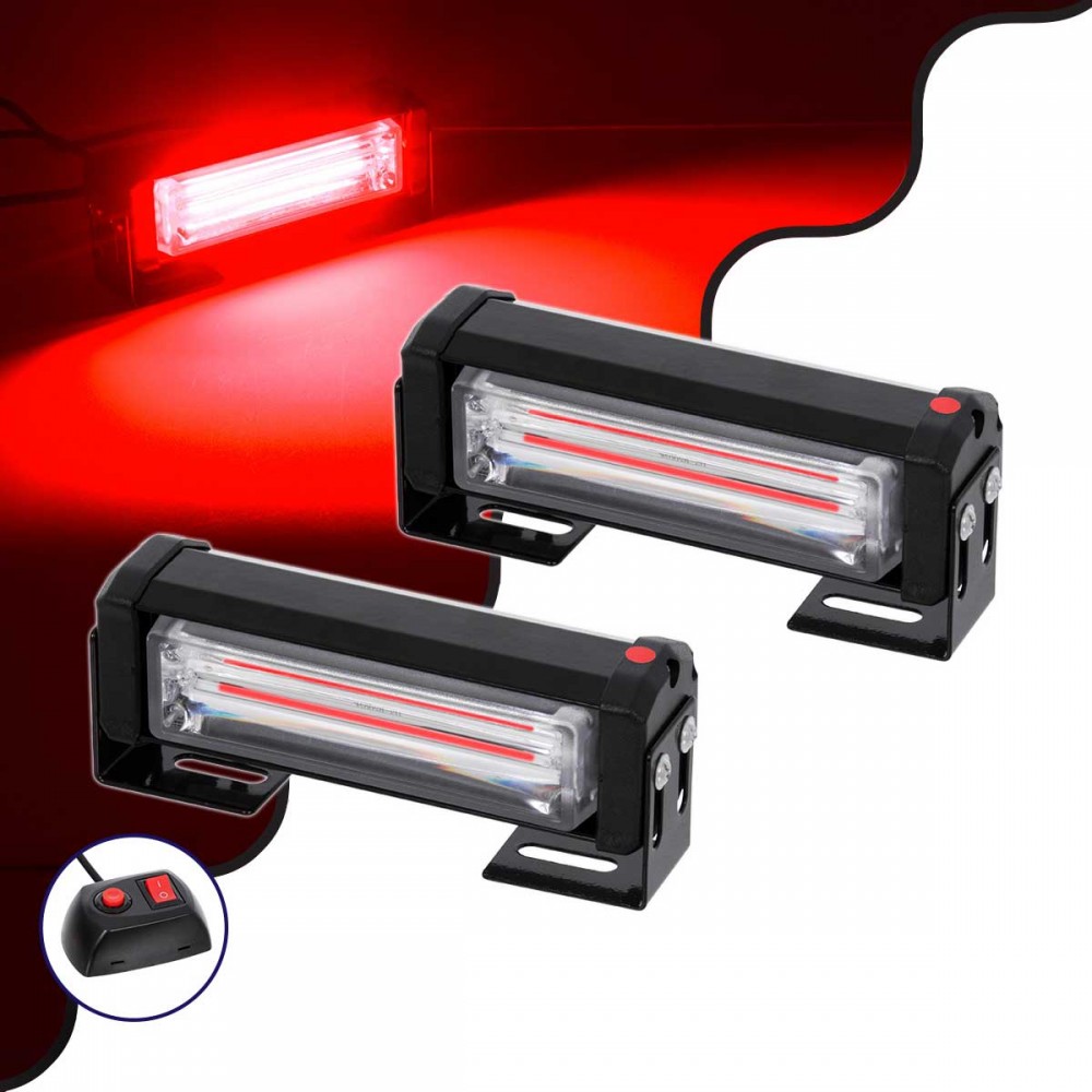 PRO Series ΣΕΤ 2 x Μπάρες Σήμανσης Οχήματος Πυροσβεστικής για Αυτοκίνητα & Φορτηγά 13 Προγραμμάτων Φωτισμού STROBE LED CREE CXB COB 18W DC 10-30V Αδιάβροχο IP65 Κόκκινο GloboStar