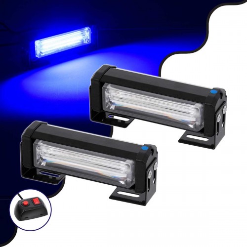 PRO Series ΣΕΤ 2 x Μπάρες Σήμανσης Οχήματος Αστυνομίας για Αυτοκίνητα & Φορτηγά 13 Προγραμμάτων Φωτισμού STROBE LED CREE CXB COB 18W DC 10-30V Αδιάβροχο IP65 Μπλε GloboStar