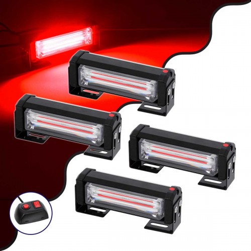 PRO Series ΣΕΤ 4 x Μπάρες Σήμανσης Οχήματος Πυροσβεστικής για Αυτοκίνητα & Φορτηγά 13 Προγραμμάτων Φωτισμού STROBE LED CREE CXB COB 36W DC 10-30V Αδιάβροχο IP65 Κόκκινο GloboStar