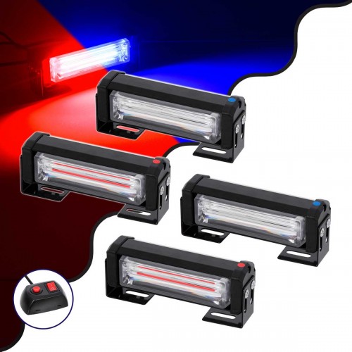 PRO Series ΣΕΤ 4 x Μπάρες Σήμανσης Οχήματος Αστυνομίας για Αυτοκίνητα & Φορτηγά 13 Προγραμμάτων Φωτισμού LED CREE CXB COB 36W DC 10-30V Αδιάβροχο IP65 Κόκκινο & Μπλε GloboStar