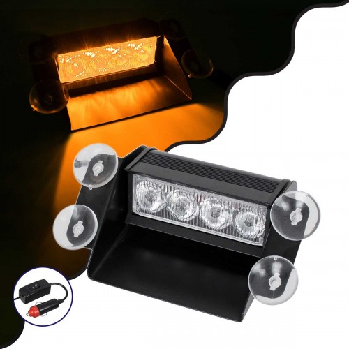 PRO Series Μπάρα Σήμανσης με Βεντούζες Στήριξης για Παρμπρίζ Οχήματος Οδικής Βοήθειας για Αυτοκίνητα & Φορτηγά 9 Προγραμμάτων Φωτισμού STROBE LED SMD 4W DC 10-30V IP20 Πορτοκαλί Globostar