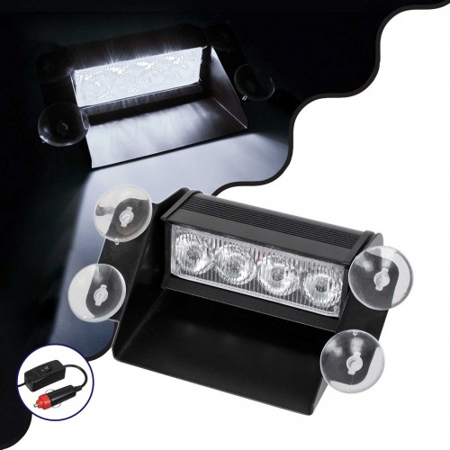 PRO Series Μπάρα Σήμανσης με Βεντούζες Στήριξης για Παρμπρίζ Οχήματος Ασθενοφόρου για Αυτοκίνητα & Φορτηγά 9 Προγραμμάτων Φωτισμού STROBE LED SMD 4W DC 10-30V IP20 Ψυχρό Λευκό 6000K Globostar