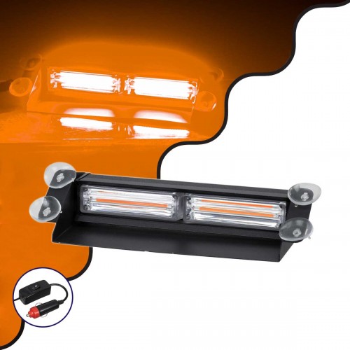 PRO Series Μπάρα Σήμανσης με Βεντούζες για Παρμπρίζ Οχήματος Οδικής Βοήθείας για Αυτοκίνητα & Φορτηγά 13 Προγραμμάτων Φωτισμού LED CREE CXB COB 18W DC 10-30V IP20 Πορτοκαλί GloboStar